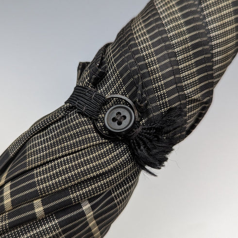 1932 British Vintage Men's Umbrella, Woven Pattern, Sterling Silver, Round Handle, 87cm